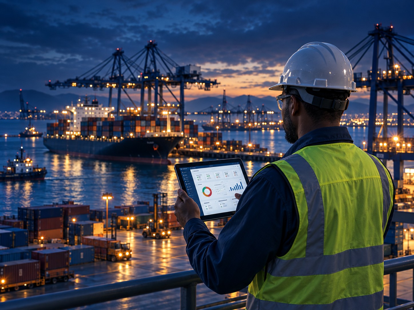 Safety and compliance professional working at a Caribbean port